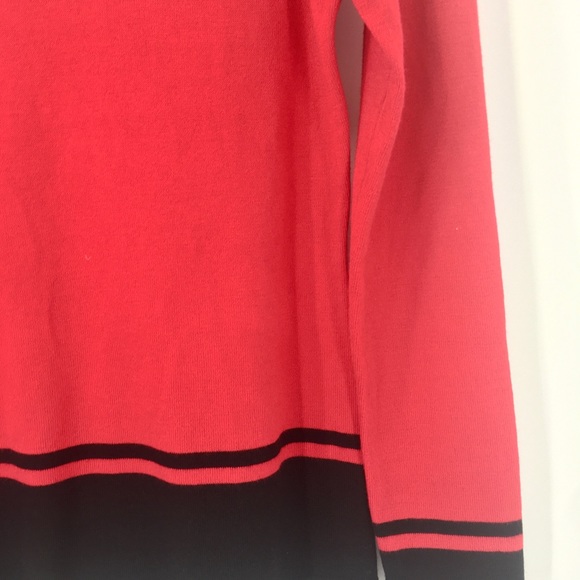 Karen Scott Sweater Red/ Black Fine Gauge Knit - Picture 4 of 7